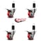 Service Caster 3'' Red Poly Swivel 1-5/8'' Expanding Stem Caster Set Total Lock Brake, 4PK SCC-EXTTL20S314-PPUB-RED-158-4 - alternate 4